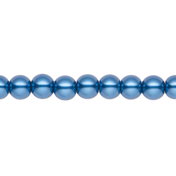 Pearl 2pk metallic blue, Celestial Crystal® 6mm round 15.5-16 inch image number 0