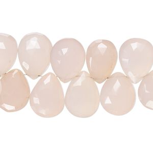 Pink chalcedony 1pkg1, hand-cut top-drilled faceted puffed teardrop bead 8 inch 12x9mm-16x11mm
