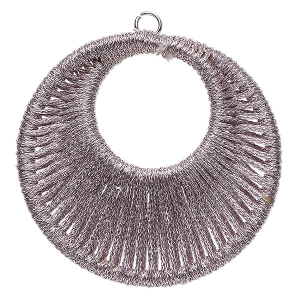 Focal, nylon and imitation rhodium finished steel, metallic lavender, 44.5mm wrapped go-go. Sold per pkg of 2. image number 0