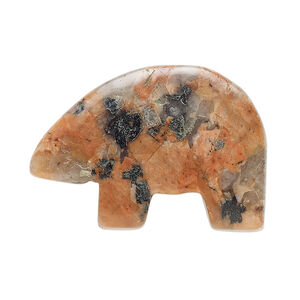 Dream jasper 1pkg1, half-drilled Zuni-style bear focal natural, 34x24mm-38x28mm