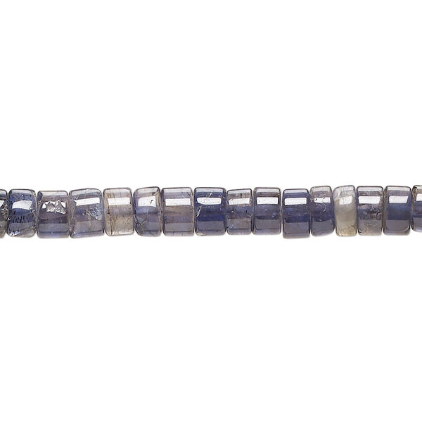 Bead, iolite (natural), medium to dark, 4x2mm-6x4mm hand-cut heishi, C+ grade, Mohs hardness 7 to 7-1/2. Sold per 14-inch strand, approximately 130 beads. image number 0