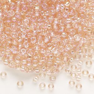 Seed bead, Dyna-Mites™, glass, transparent rainbow cream soda, #8 round. Sold per 40-gram pkg.