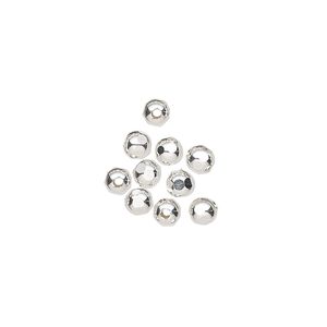 Bead, sterling silver, 4mm hexagon. Sold per pkg of 10.