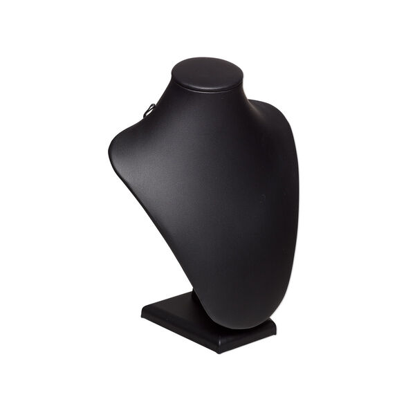 Display, necklace, leatherette, black, 9 x 7 x 3 1/2 inches. Sold individually. image number 0