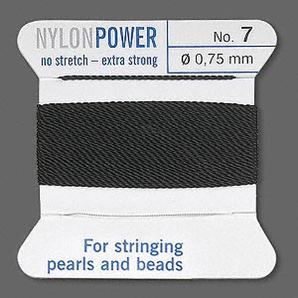 Thread, Griffin, nylon, black, size #7. Sold per 2-meter card (approximately 78 inches). image number 0