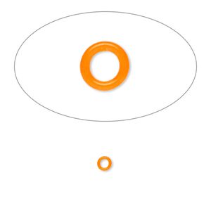 Component, Oh! Ring™, silicone, neon orange, 3mm round with 2mm hole. Sold per pkg of 1,000.