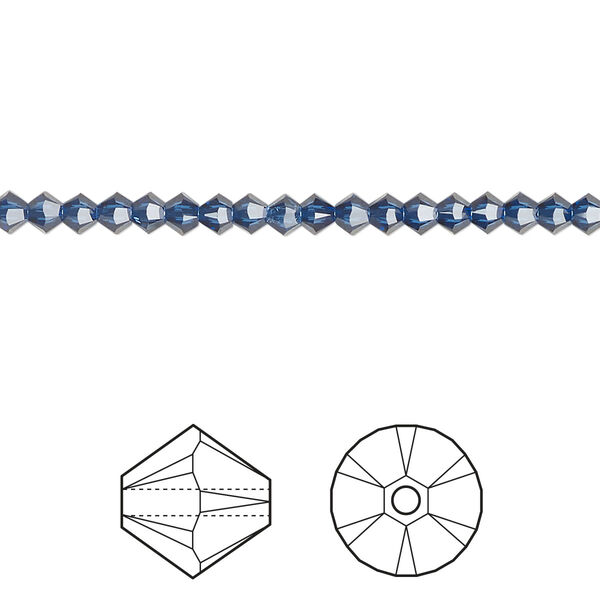 Bead 1440pk dark sapphire, Swarovski® ReCreated™ 3mm XILION bicone 5328 image number 0