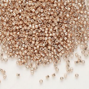 Seed bead, Delica®, glass, pkg/250g, #11 round, opaque galvanized apricot gold (DB-0411).