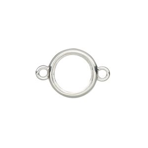 Link, Almost Instant Jewelry®, sterling silver, 15mm round with open back and 12mm rivoli setting. Sold individually.