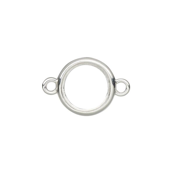 Link, Almost Instant Jewelry®, sterling silver, 15mm round with open back and 12mm rivoli setting. Sold individually. image number 0