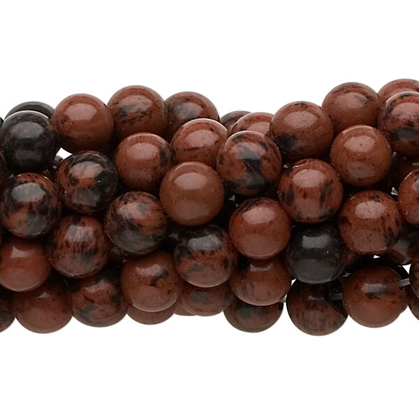 Bead, mahogany obsidian (natural), 6mm round, C grade, Mohs hardness 5 to 5-1/2. Sold per pkg of (10) 15-1/2" to 16" strands. image number 0