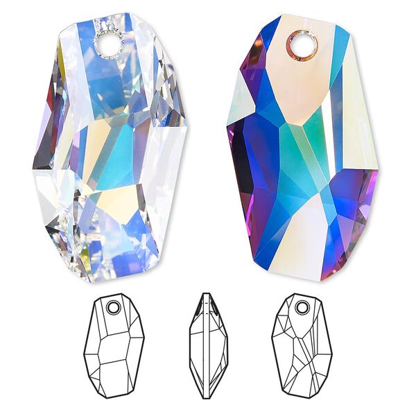 Focal 6pk crystal AB, Swarovski® 38x22.5mm pendant meteor 6673 image number 0