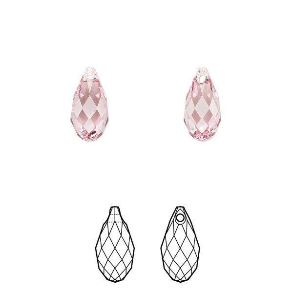 Briolette 24pk light rose, Crystal Passions® 11x5.5mm pendant drop 6010 image number 0