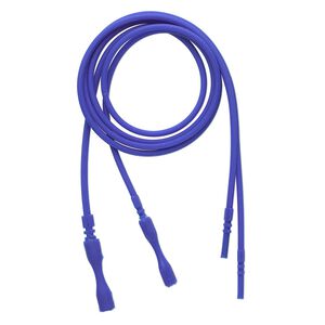 Necklace cord, silicone, opaque cobalt, 2.2-2.5mm wide, 18 inches with snap closure. Sold per pkg of 4.