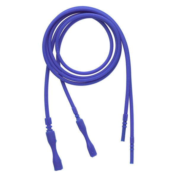 Necklace cord, silicone, opaque cobalt, 2.2-2.5mm wide, 18 inches with snap closure. Sold per pkg of 4. image number 0
