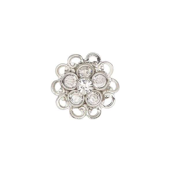 Sew-on 1pk crystal rhodium finish, Crystal Passions® 17mm flower image number 0