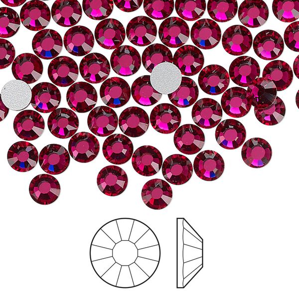 Flat back 144pk ruby foil back, Preciosa Viva 12® Czech crystal rhinestone 4.6-4.8mm chaton rose round SS20 image number 0