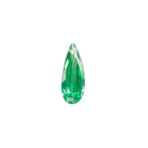 Drop, cubic zirconia, emerald green, 18x7mm hand-faceted teardrop, Mohs hardness 8-1/2. Sold per pkg of 2.