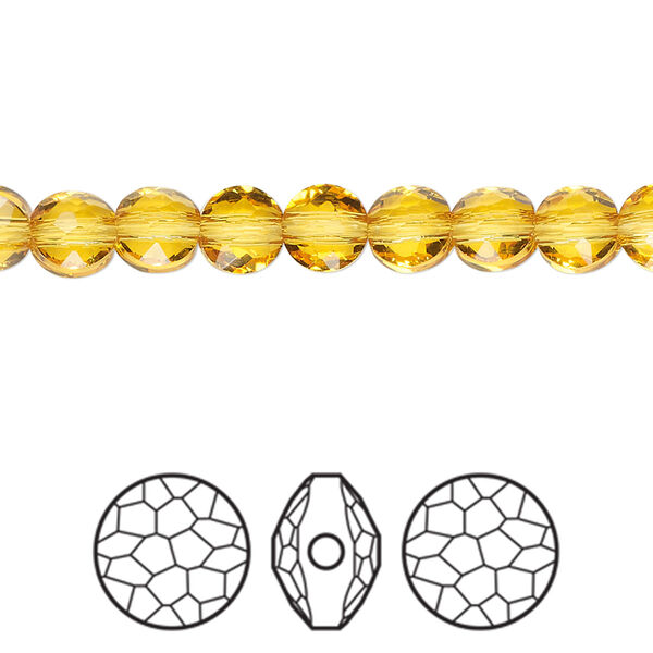 Bead 4pk light topaz, Crystal Passions® 6mm puffed round 5034 image number 0