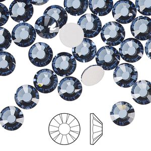Flat back 144pk denim blue foil back, Preciosa MAXIMA Czech crystal rhinestone 7.069-7.272mm chaton rose round SS34