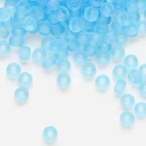 Seed bead, Miyuki, glass, pkg/250g, #6 rocaille, translucent matte aqua (RR-148F).