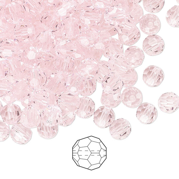 Bead 576pk pink sapphire, Preciosa Czech crystal 5mm round image number 0