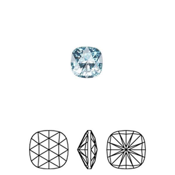 Fancy stone 2pk aquamarine foil back, Crystal Passions® 8mm rose cut cushion 4471 image number 0