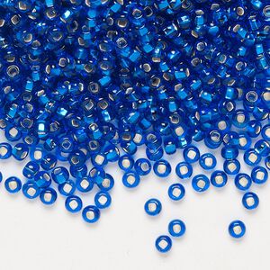 Seed bead, Preciosa Ornela, glass, transparent silver-lined sapphire blue, #8 rocaille. Sold per 500-gram pkg.