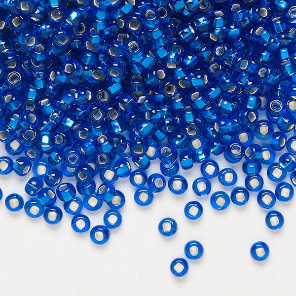 Seed bead, Preciosa Ornela, glass, transparent silver-lined sapphire blue, #8 rocaille. Sold per 500-gram pkg. image number 0