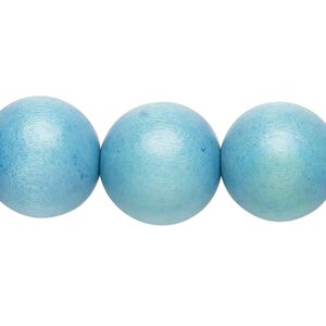 Bead, Taiwanese cheesewood (dyed / waxed), sky blue, 15-16mm round. Sold per 15-1/2" to 16" strand.