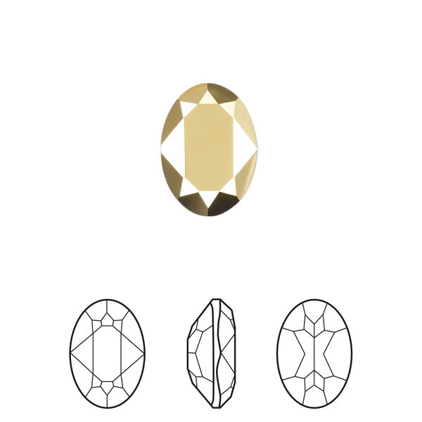 Fancy stone 1pkg144 crystal aurum foil back, Swarovski®, 14x10mm faceted oval 4120 image number 0