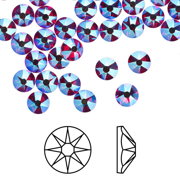 Flat back 1440pk light Siam shimmer foil back, Swarovski® 4.6-4.8mm rose round SS20 2088 image number 0