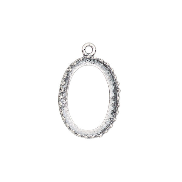 Drop, JBB Findings, antiqued sterling silver, 19x15mm oval with open back and decorative trim, 18x13mm oval bezel setting. Sold individually. image number 0