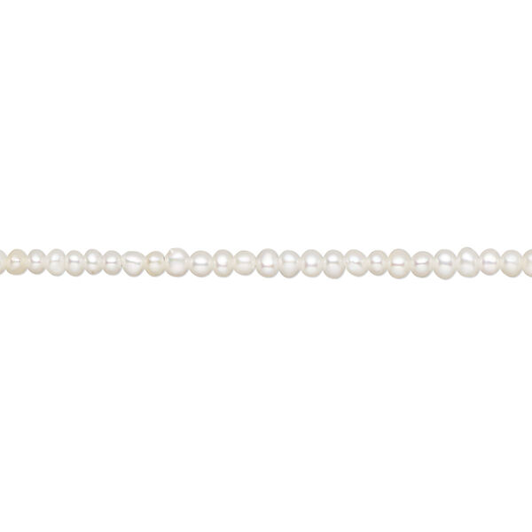Pearl, cultured saltwater (bleached), white, 2-2.5mm seed, A- grade, Mohs hardness 2-1/2 to 4. Sold per 10-inch strand, approximately 140 beads. image number 0