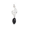 Black onyx / sterling silver 1pkg1, antiqued nautilus drop 26x8mm image number 1