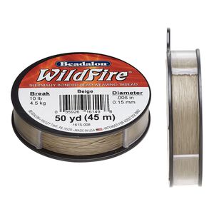 Thread, WildFire™, polyester, pkg/50 yards, beige, 0.15mm with bonded coating, 10-pound test.