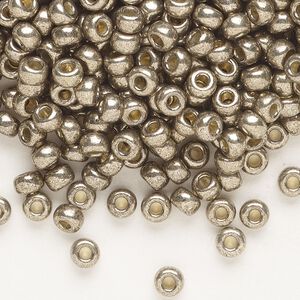 Seed bead, Miyuki, glass, pkg/25g, #6 rocaille, Duracoat® opaque galvanized pewter, (RR-4222).