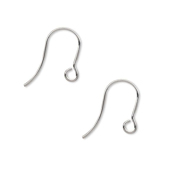 Ear wire, stainless steel, 13.5mm fishhook with open loop, 21 gauge. Sold per pkg of 50 pairs. image number 0