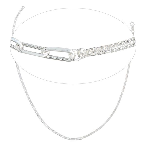 Sterling silver 1pkg1, cut cable / box chain 16 inch / 2 inch extender chain 4.2mm / 1.1mm image number 0