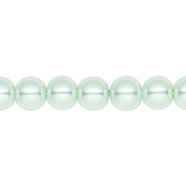 Bead, crystal pearl, light green, 8mm round. Sold per pkg of (2) 15-1/2" to 16" strands, approximately 100 beads. image number 0