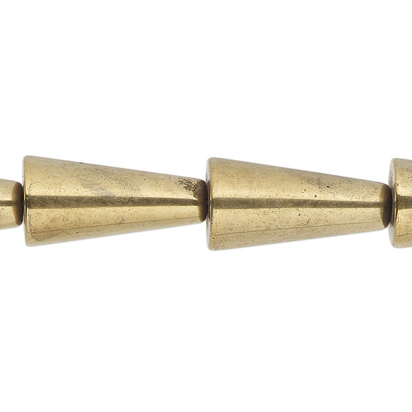 Bead, gold-finished Hemalyke™ (manmade), 20x12mm cone. Sold per 15-inch strand, approximately 20 beads. image number 0