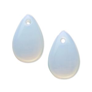 Drop, sea "opal" glass, 23x15mm teardrop. Sold per pkg of 2.