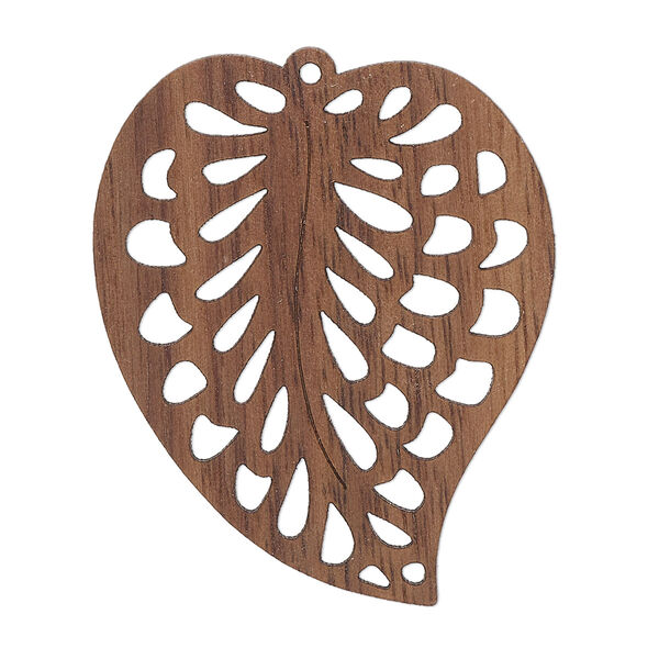 Focal, black walnut (natural), 38x31mm single-sided laser-cut leaf with cutout design. Sold individually. image number 0