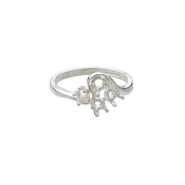 Ring, Sure-Set™, sterling silver, smooth band with (3) 3mm and (1) 3.5mm faceted round settings, size 7. Sold individually. image number 0