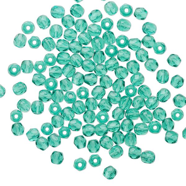 Bead 1pkg1 Czech fire-polished glass, 3mm faceted round, 1 mass transparent teal image number 0