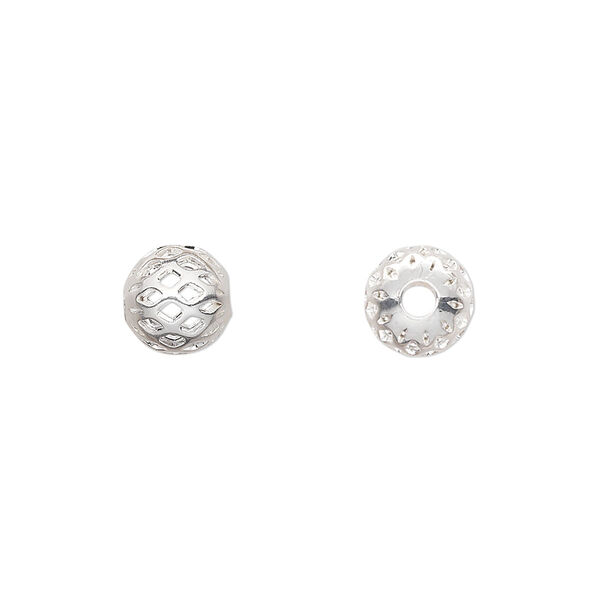 Bead, silver-plated brass, 8mm weave round. Sold per pkg of 100. image number 0