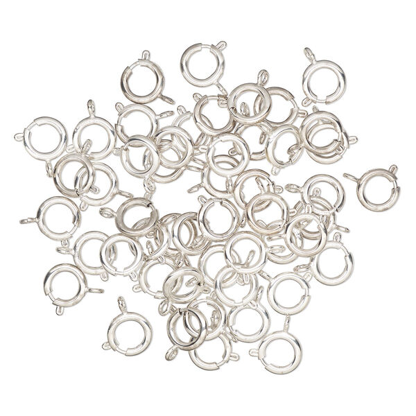 Clasp, springring, silver-finished steel, 12mm round. Sold per pkg of 50. image number 0