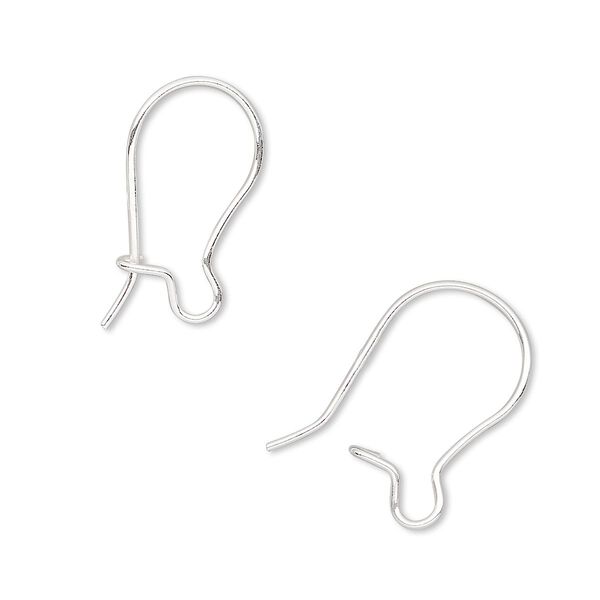 Ear wire, sterling silver-filled, 19mm straight kidney with open loop, 22 gauge. Sold per pkg of 5 pairs. image number 0