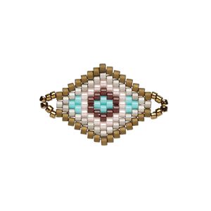 Link, Creative Touch, glass, bronze / silver / pink, 20x18mm double-sided diamond. Sold individually.