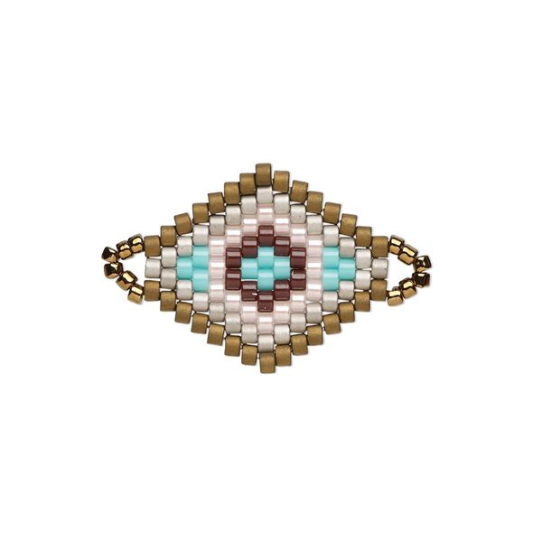 Link, Creative Touch, glass, bronze / silver / pink, 20x18mm double-sided diamond. Sold individually. image number 0